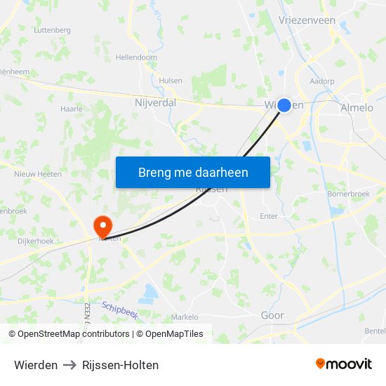 Wierden to Rijssen-Holten map