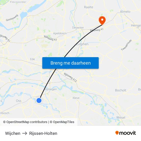 Wijchen to Rijssen-Holten map