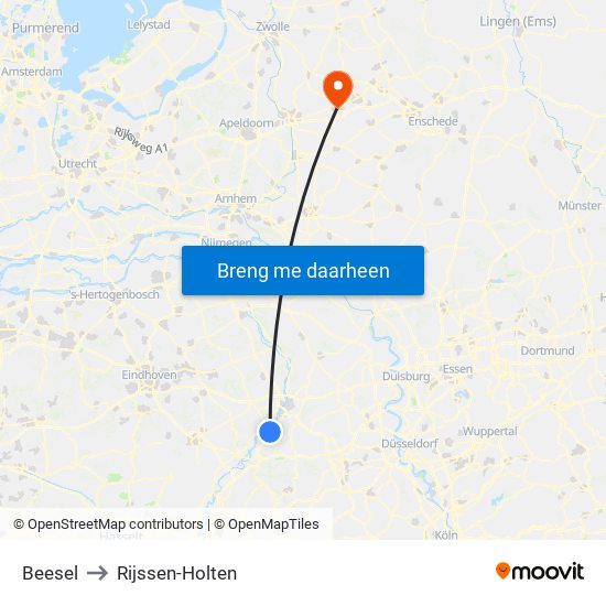 Beesel to Rijssen-Holten map