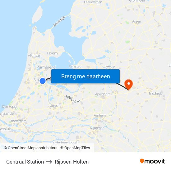 Centraal Station to Rijssen-Holten map
