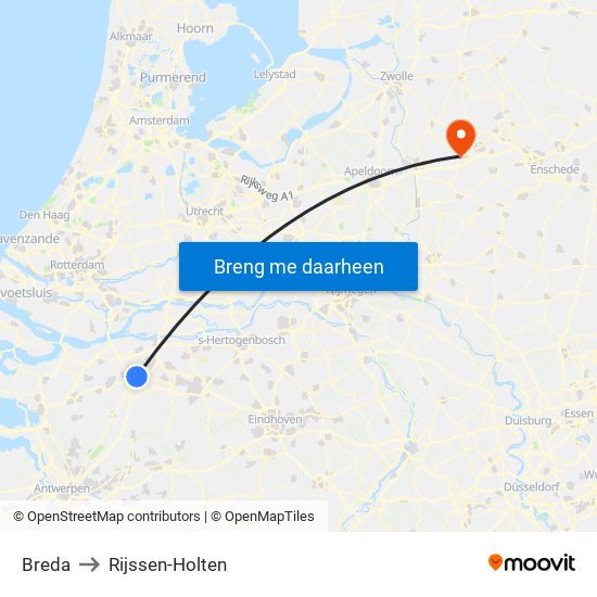Breda to Rijssen-Holten map