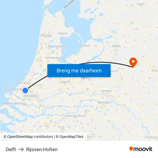 Delft to Rijssen-Holten map