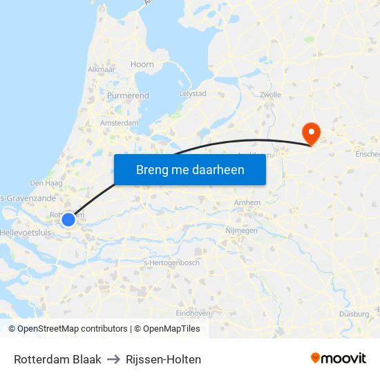 Rotterdam Blaak to Rijssen-Holten map