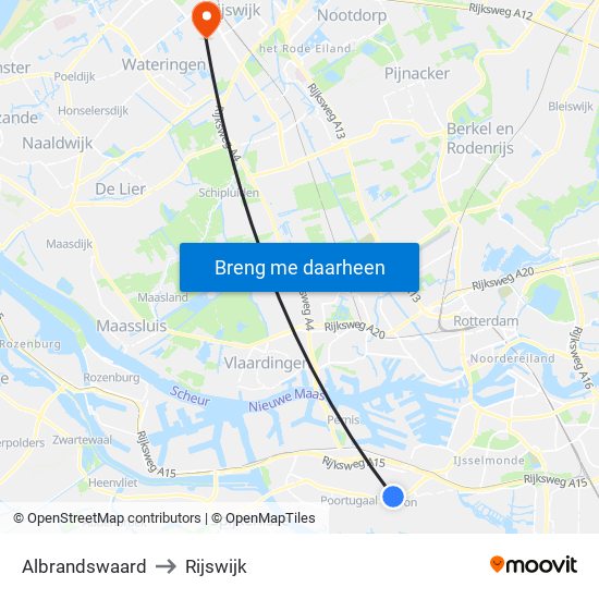 Albrandswaard to Rijswijk map
