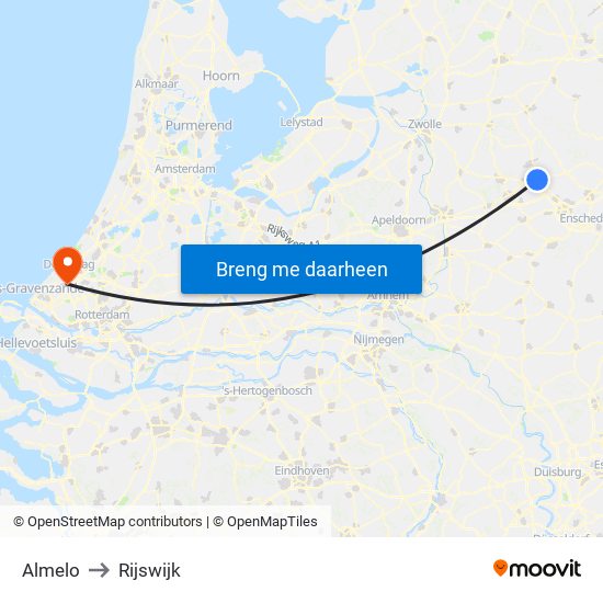 Almelo to Rijswijk map
