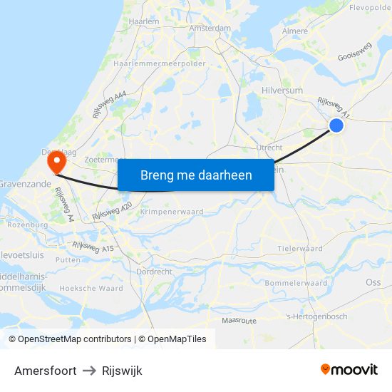 Amersfoort to Rijswijk map