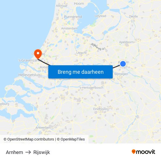 Arnhem to Rijswijk map