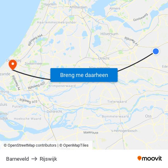 Barneveld to Rijswijk map