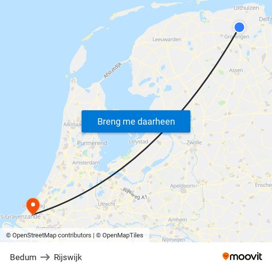 Bedum to Rijswijk map