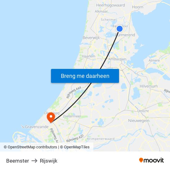 Beemster to Rijswijk map