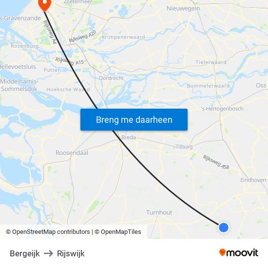 Bergeijk to Rijswijk map