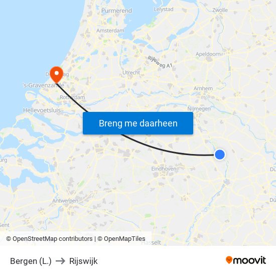 Bergen (L.) to Rijswijk map