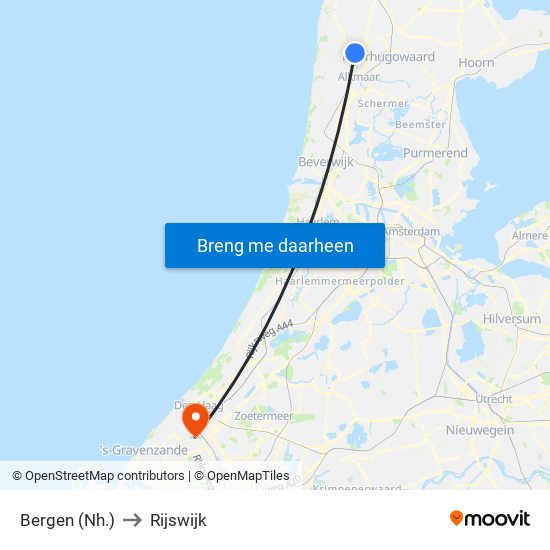 Bergen (Nh.) to Rijswijk map