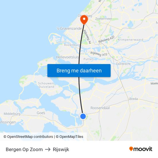 Bergen Op Zoom to Rijswijk map