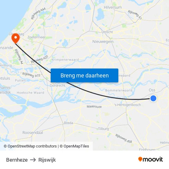 Bernheze to Rijswijk map