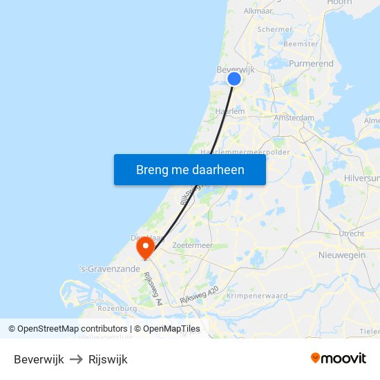 Beverwijk to Rijswijk map