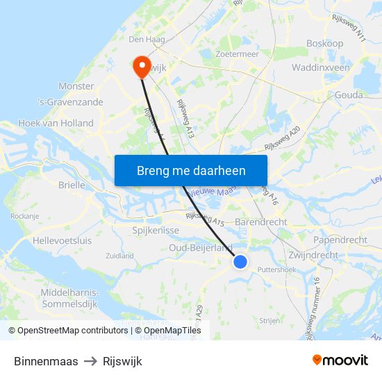 Binnenmaas to Rijswijk map