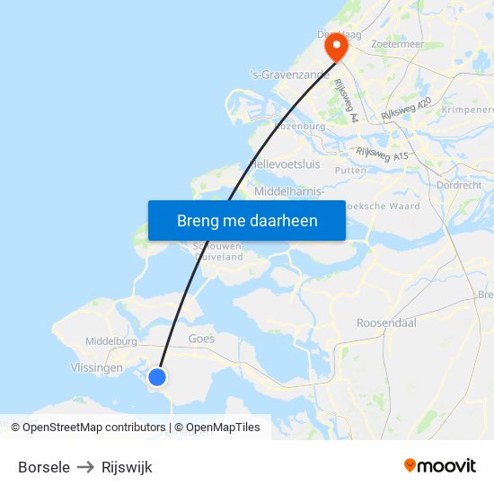 Borsele to Rijswijk map
