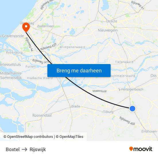 Boxtel to Rijswijk map