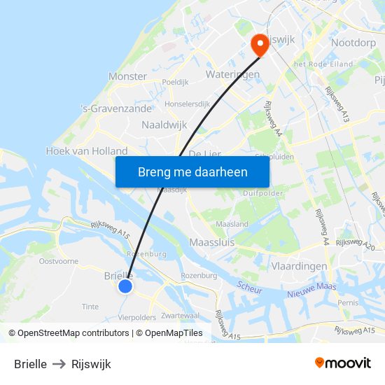 Brielle to Rijswijk map
