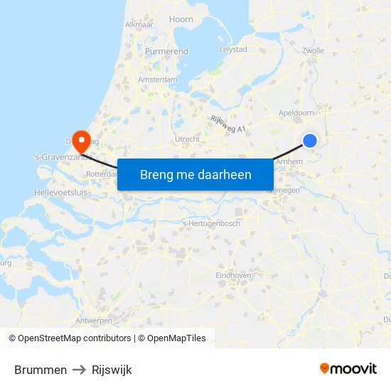 Brummen to Rijswijk map