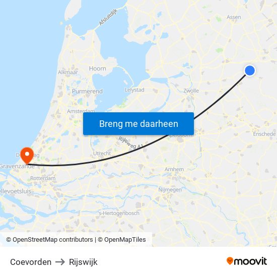 Coevorden to Rijswijk map