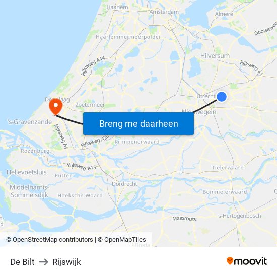 De Bilt to Rijswijk map