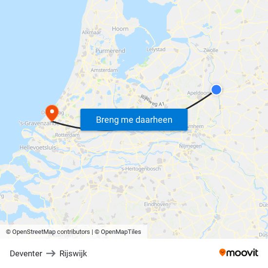 Deventer to Rijswijk map