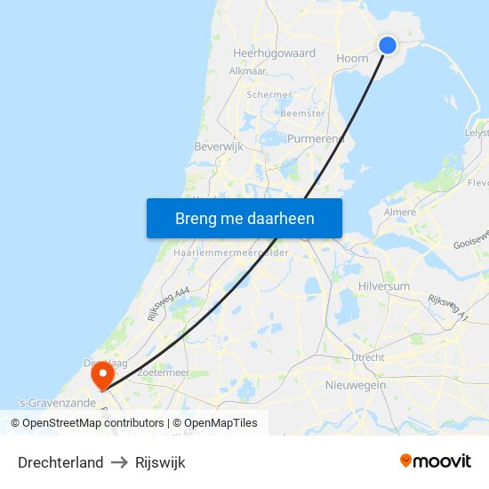 Drechterland to Rijswijk map