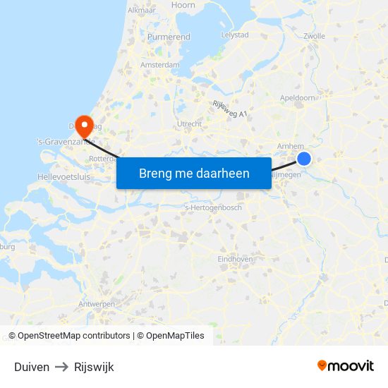 Duiven to Rijswijk map