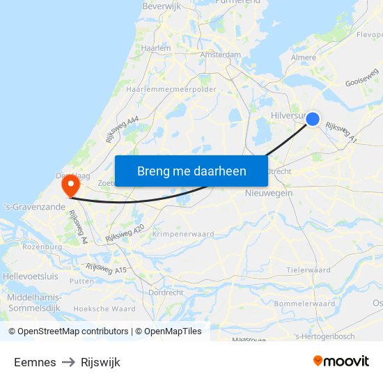 Eemnes to Rijswijk map