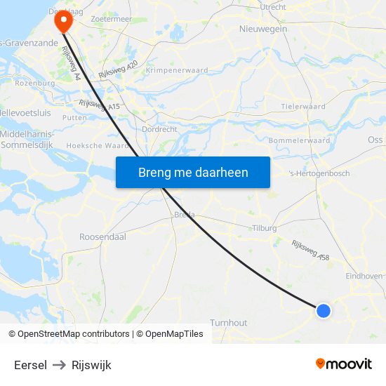 Eersel to Rijswijk map