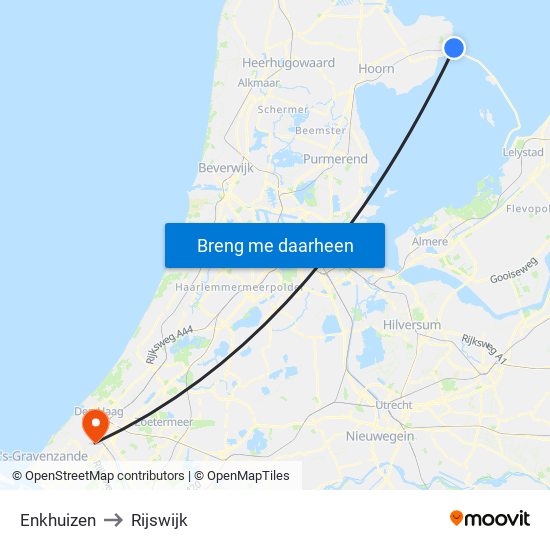 Enkhuizen to Rijswijk map