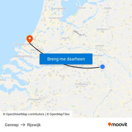 Gennep to Rijswijk map