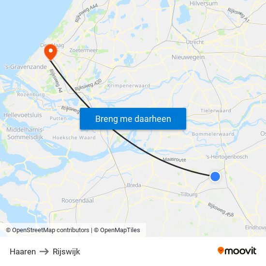 Haaren to Rijswijk map