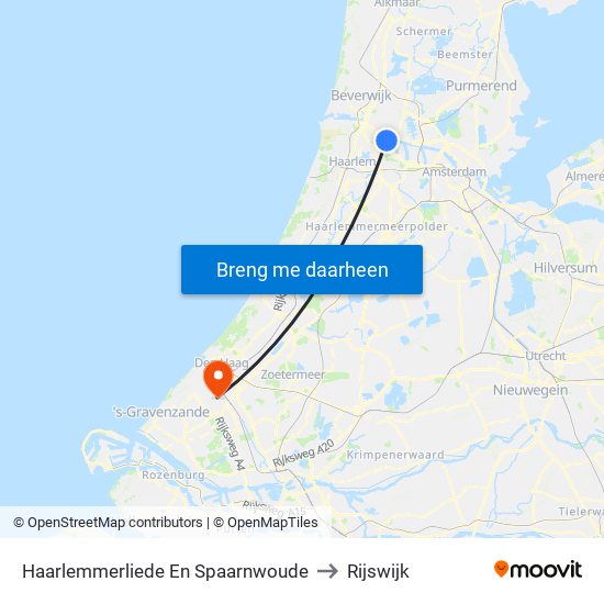 Haarlemmerliede En Spaarnwoude to Rijswijk map