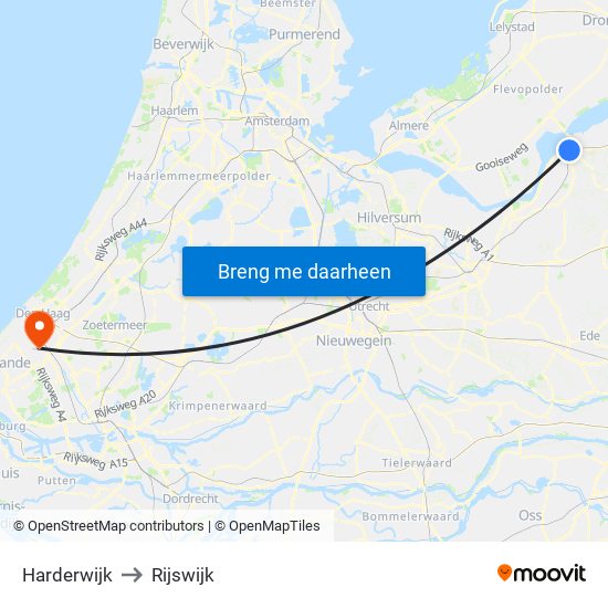 Harderwijk to Rijswijk map