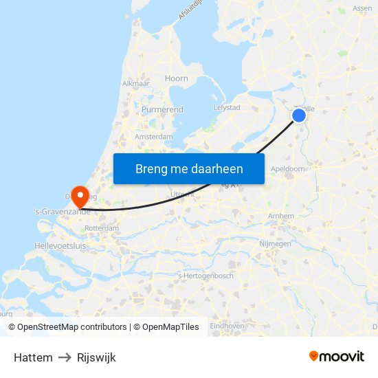 Hattem to Rijswijk map