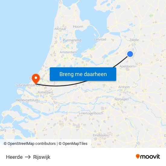 Heerde to Rijswijk map