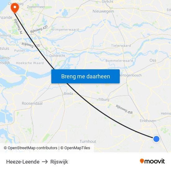 Heeze-Leende to Rijswijk map