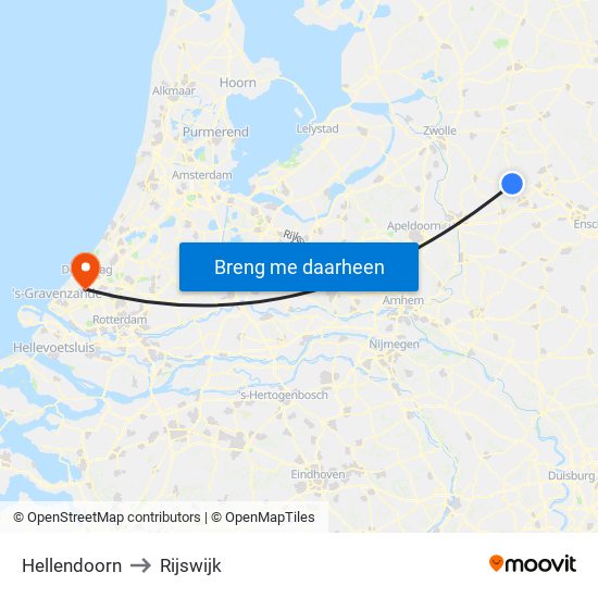 Hellendoorn to Rijswijk map
