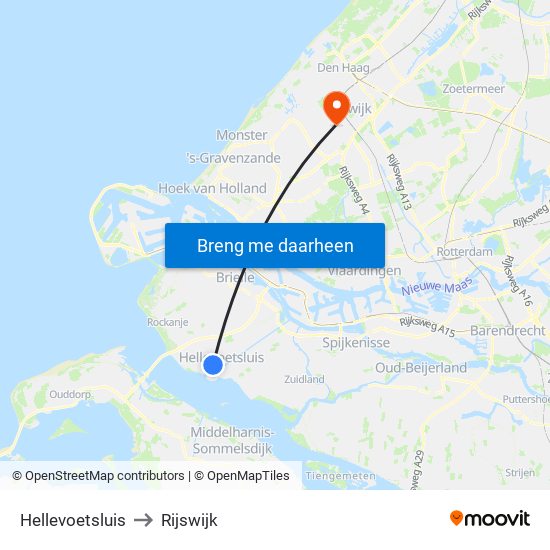 Hellevoetsluis to Rijswijk map