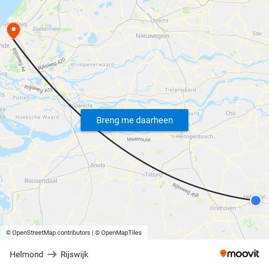 Helmond to Rijswijk map