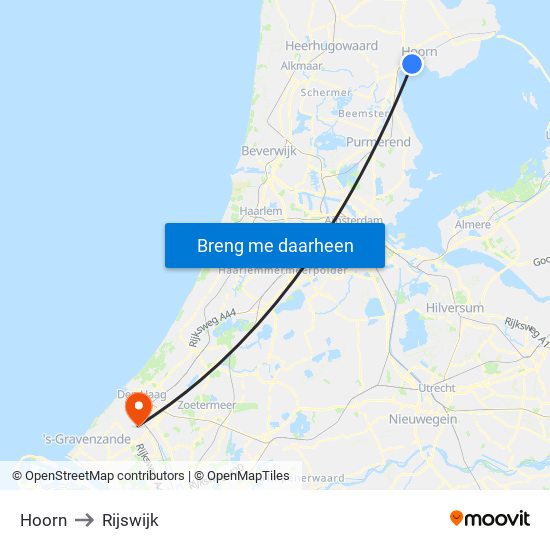 Hoorn to Rijswijk map