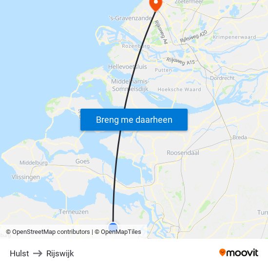 Hulst to Rijswijk map