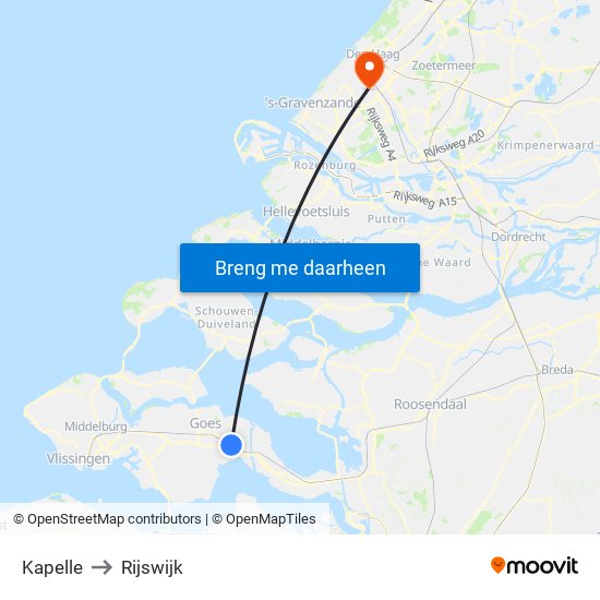 Kapelle to Rijswijk map