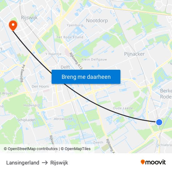 Lansingerland to Rijswijk map