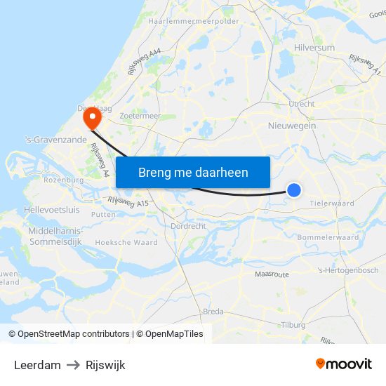 Leerdam to Rijswijk map