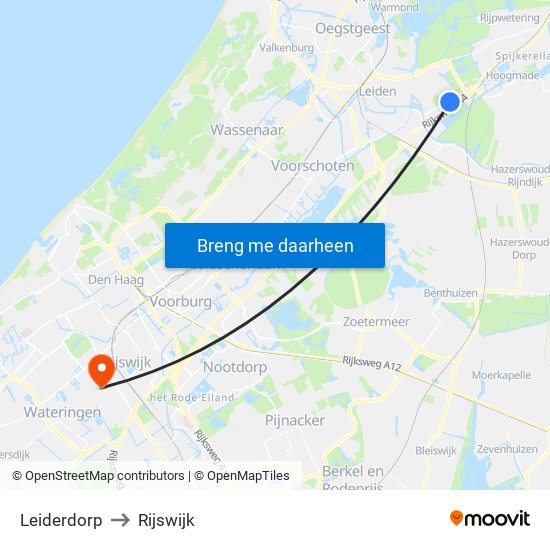 Leiderdorp to Rijswijk map