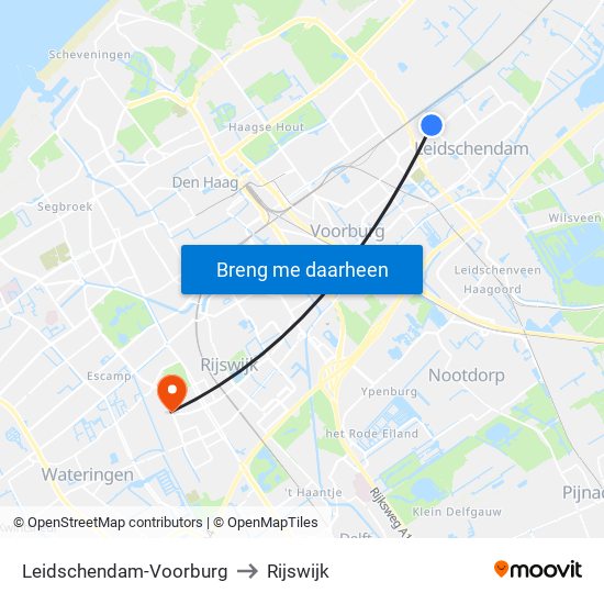Leidschendam-Voorburg to Rijswijk map